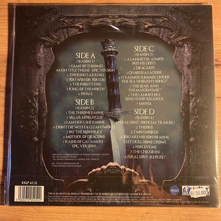 GAME OF THRONES...BOOT UK 2019...SEALED