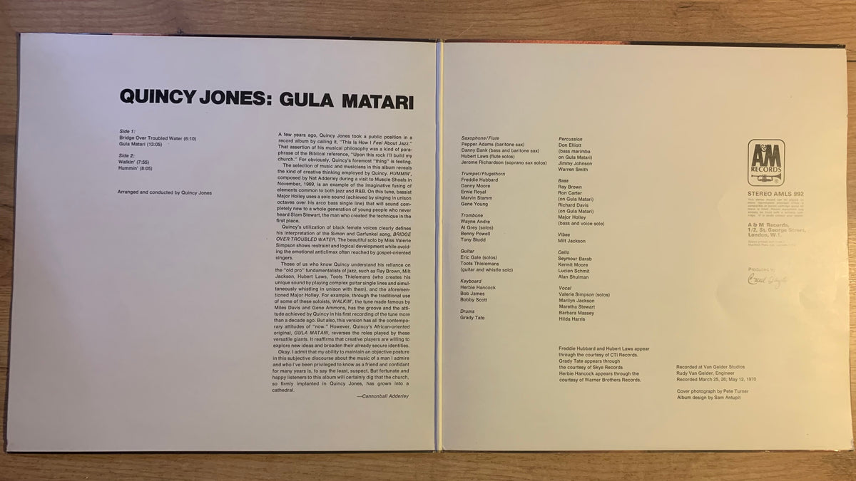 Quincy Jones – Gula Matari, intérieur gatefold