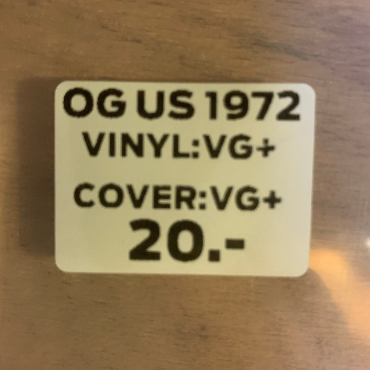 Étiquette OG US 1972 VG+/VG+ 20 CHF