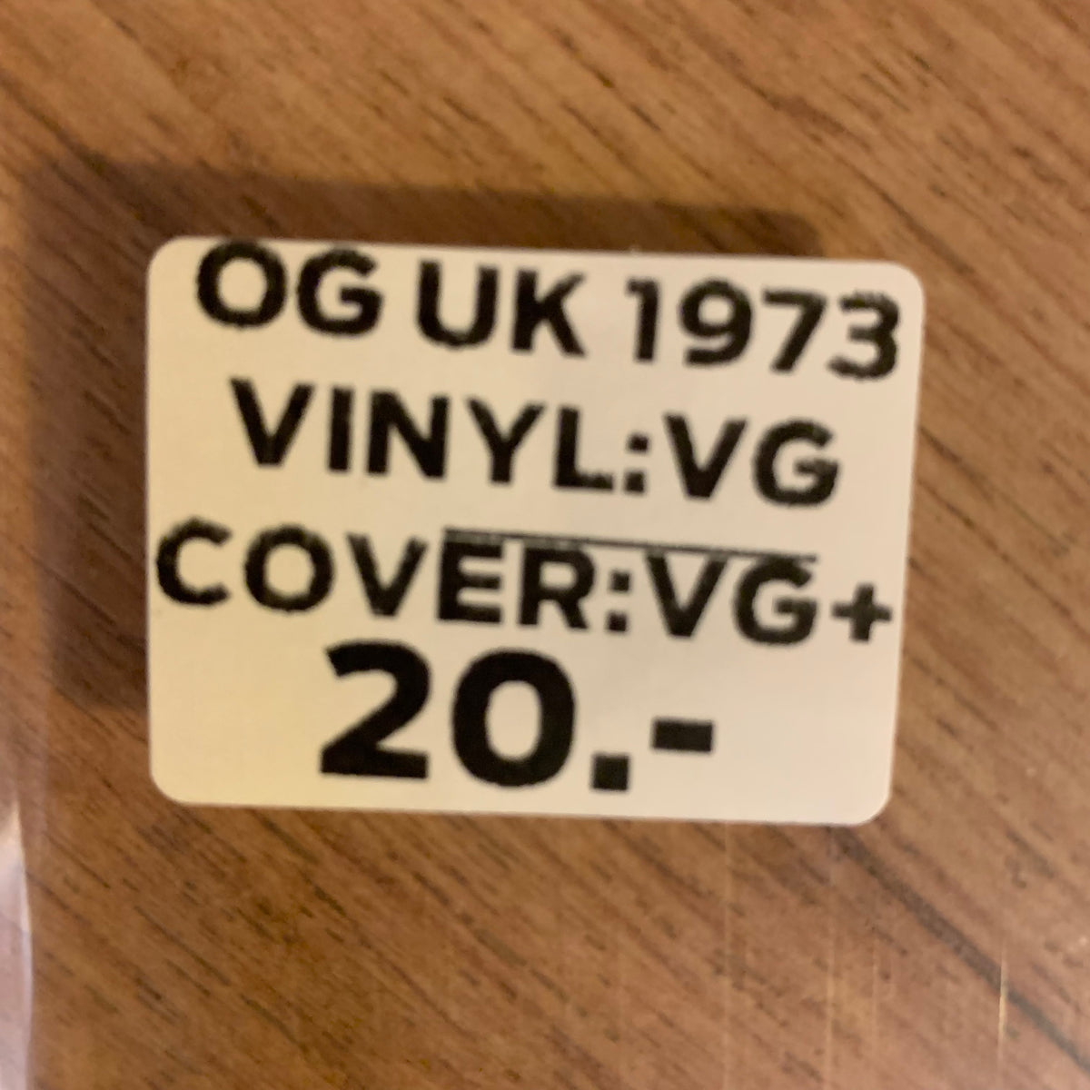Étiquette OG UK 1973, disque VG, pochette VG+, 20 CHF