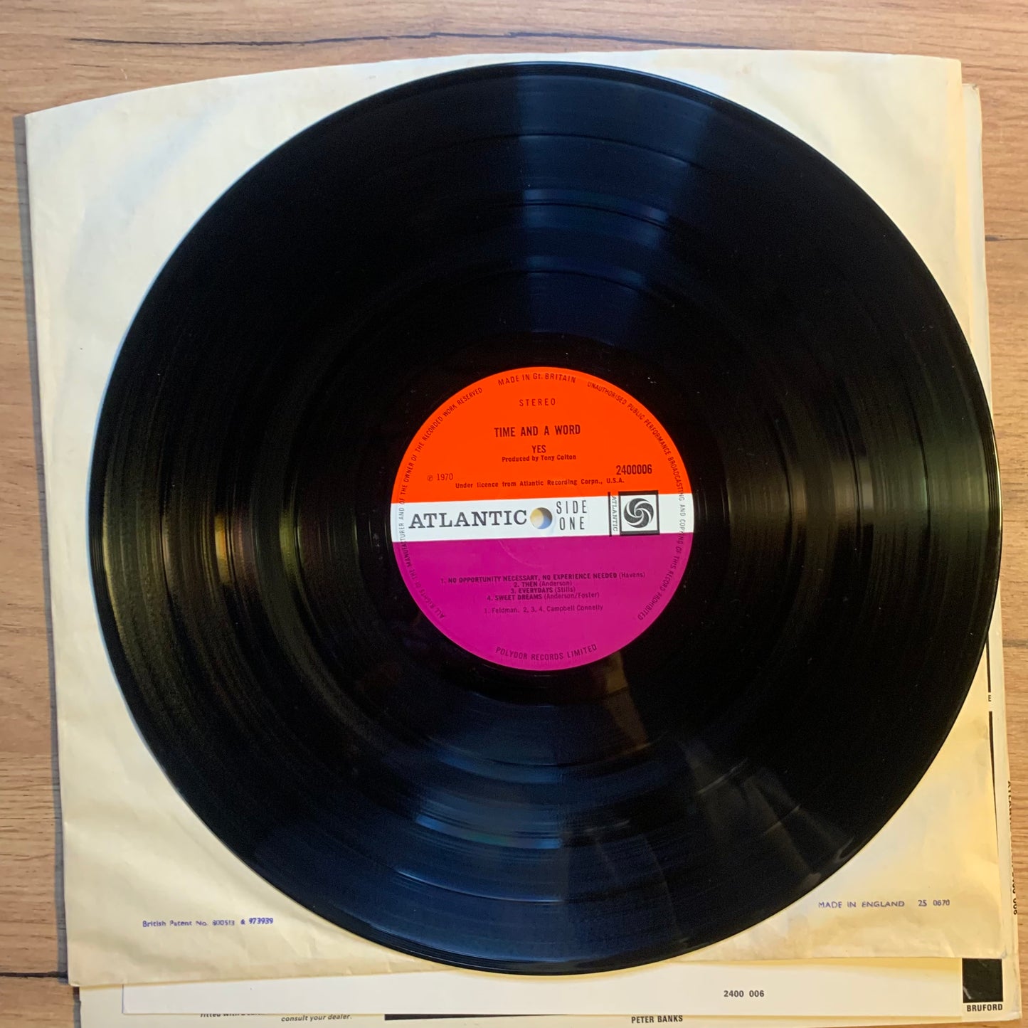 YES - TIME AND A WORD...OG UK 1970...EX/VG+