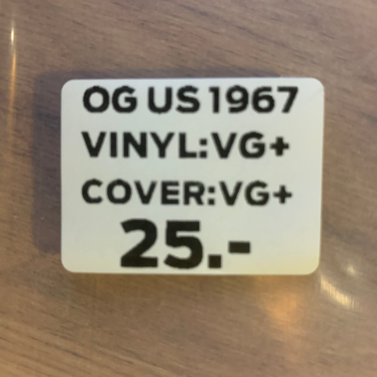Étiquette OG US 1967 VG+/VG+ 25 CHF
