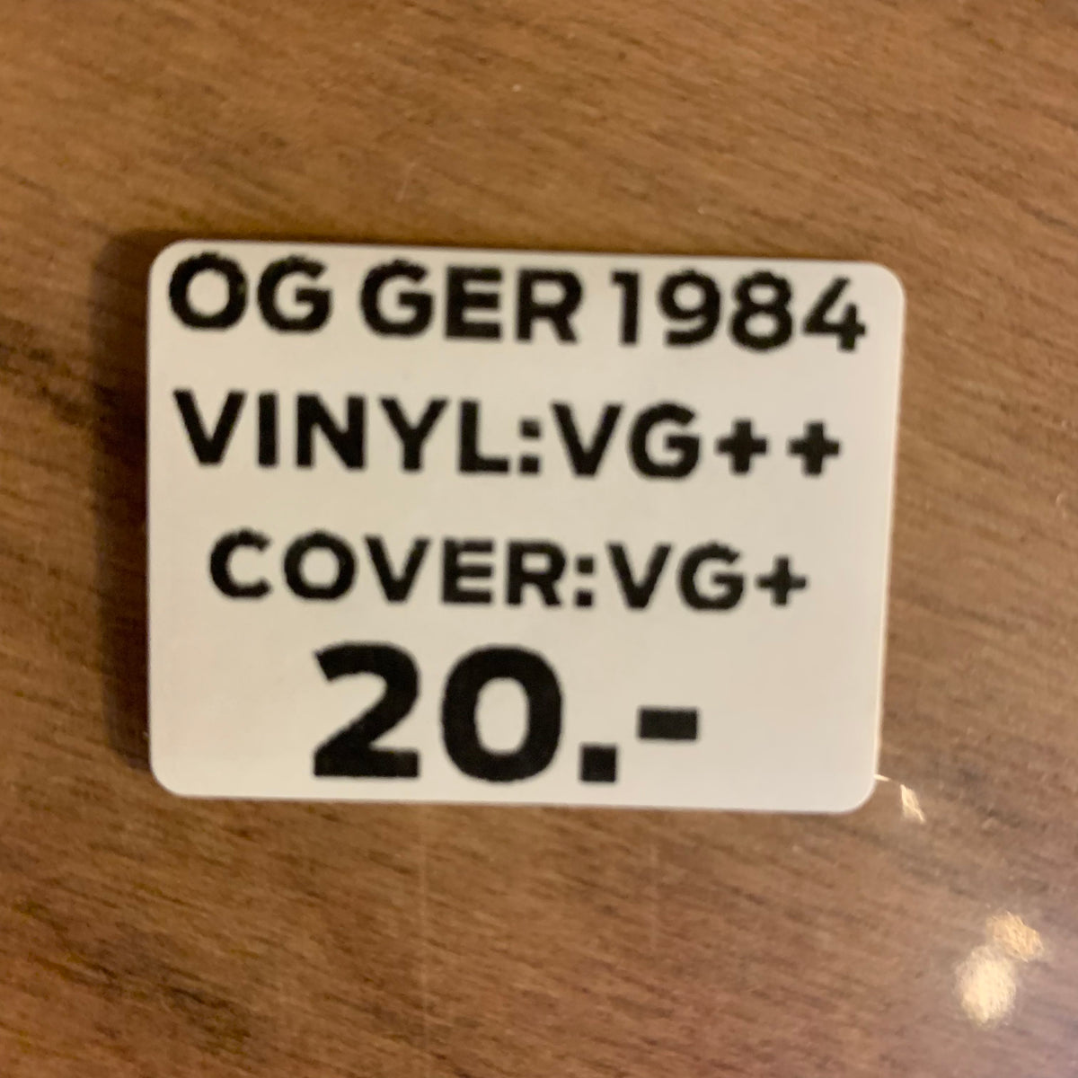 Étiquette OG GER 1984 VG++/VG+ 20 CHF