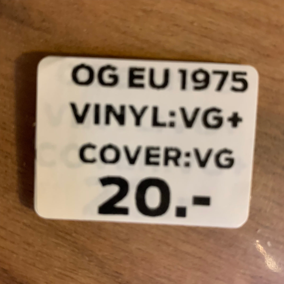 Étiquette OG EU 1975 VG+/VG 20 CHF