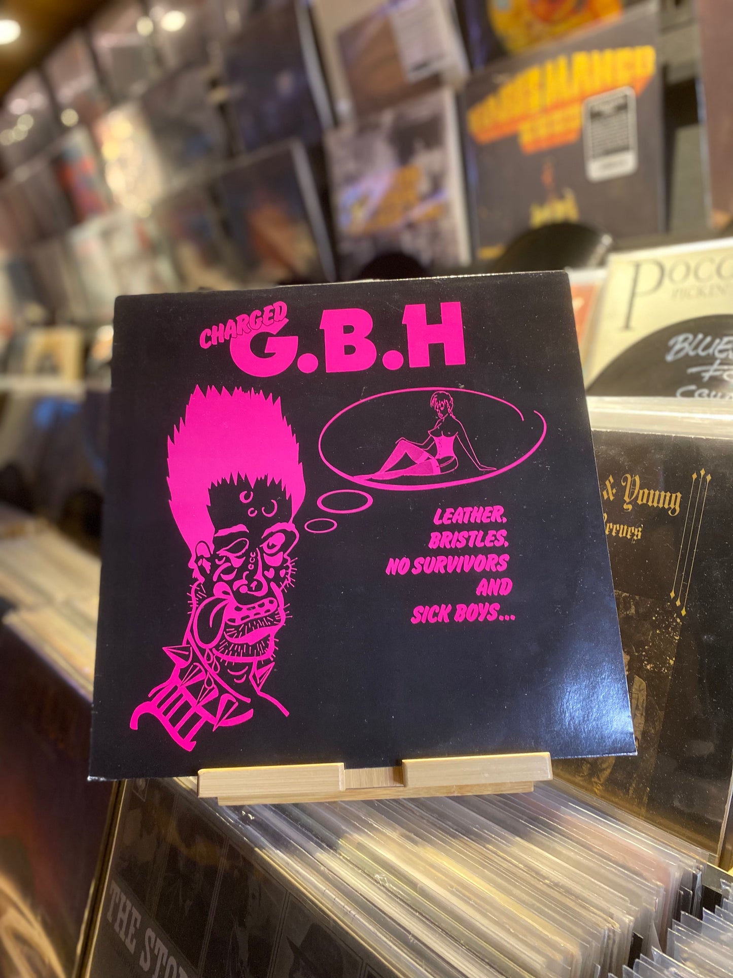 CHARGED G.B.H* – LEATHER, BRISTLES, NO SURVIVORS AND SICK BOYS.../ LP (OG NED 1982)