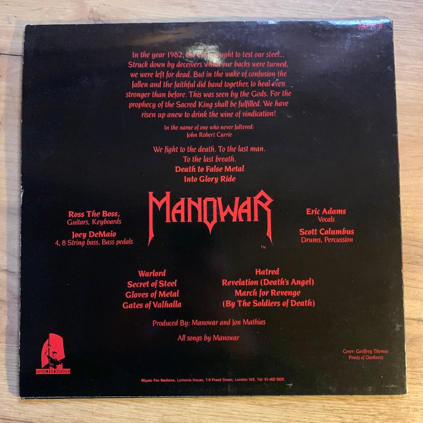 MANOWAR - INTO GLORY RIDE...OG UK 1983...VG+/VG