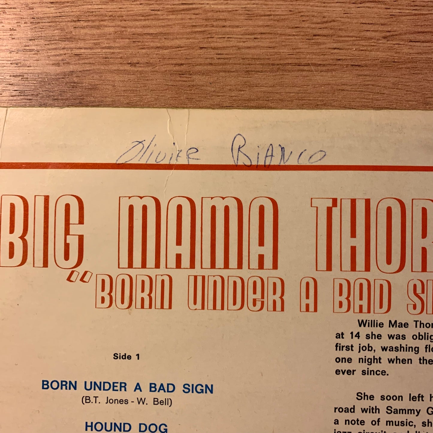 BIG MAMA THORNTON - BORN UNDER...OG FR 1969...VG+/VG+