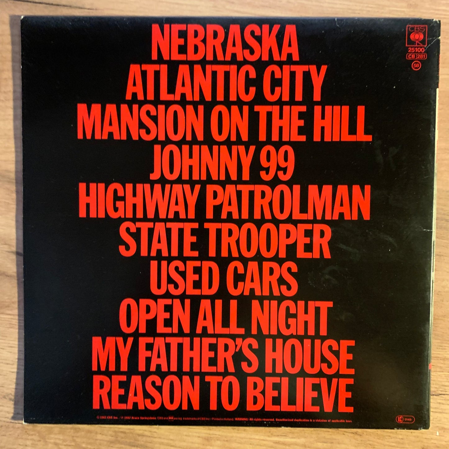 BRUCE SPRINGSTEEN - NEBRASKA...OG GER 1982...VG+/VG+