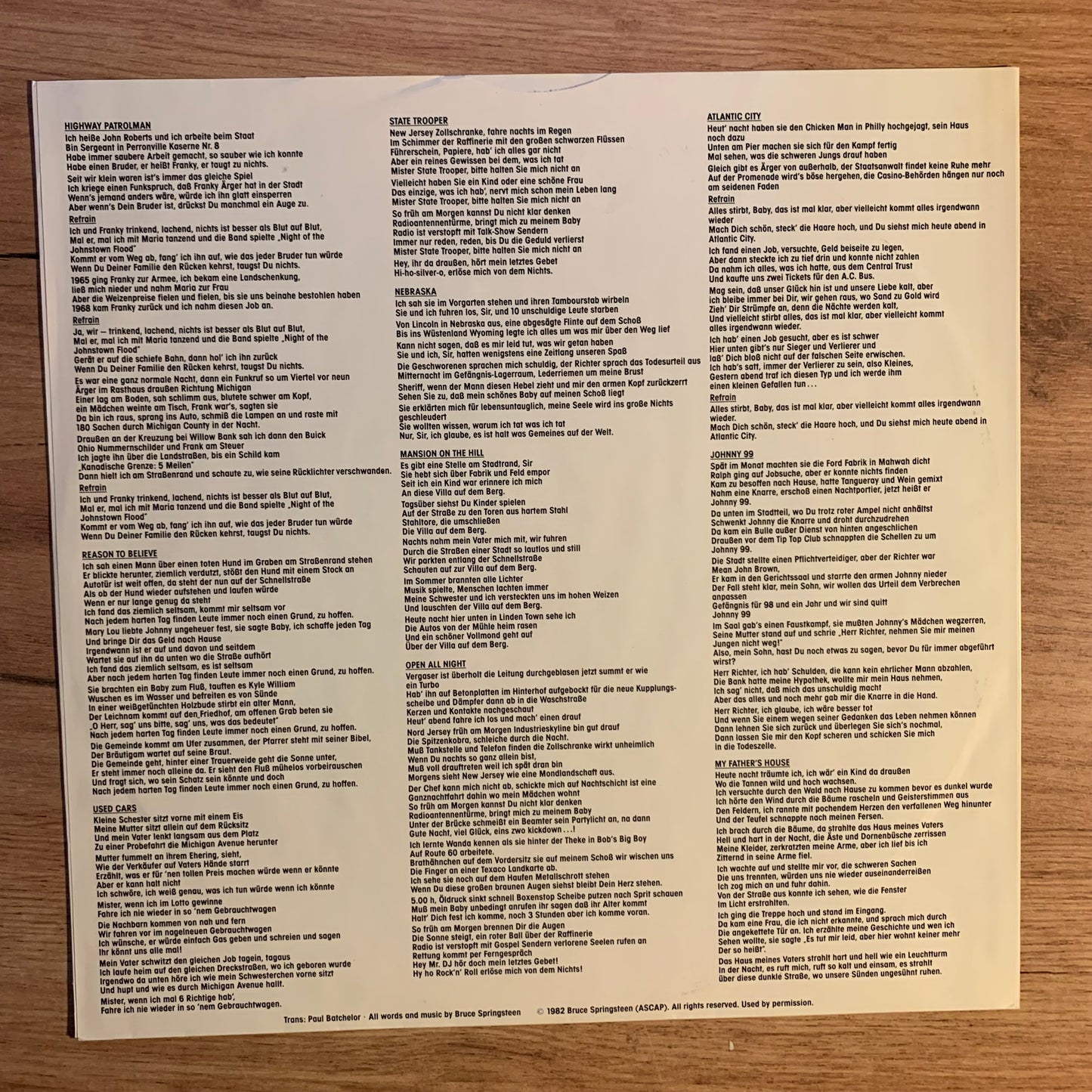 BRUCE SPRINGSTEEN - NEBRASKA...OG GER 1982...VG+/VG+
