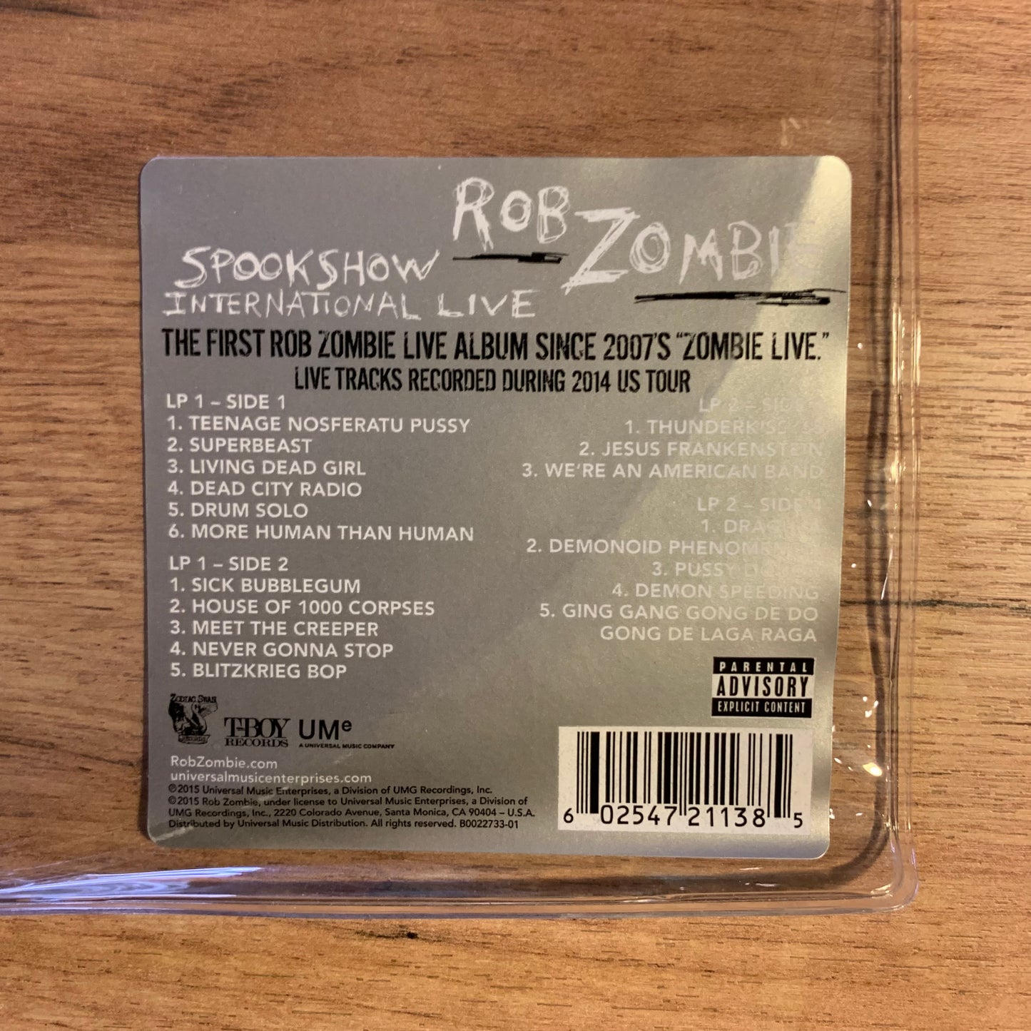 ROB ZOMBIE - SPOOKSHOW INTERNATIONAL LIVE...OG UK 2015...PICTURE DISC...NM/NM