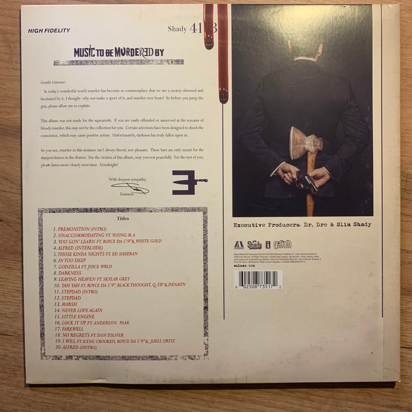 EMINEM - MUSIC TO BE MURDERED BY...OG US 2020...EX/VG+
