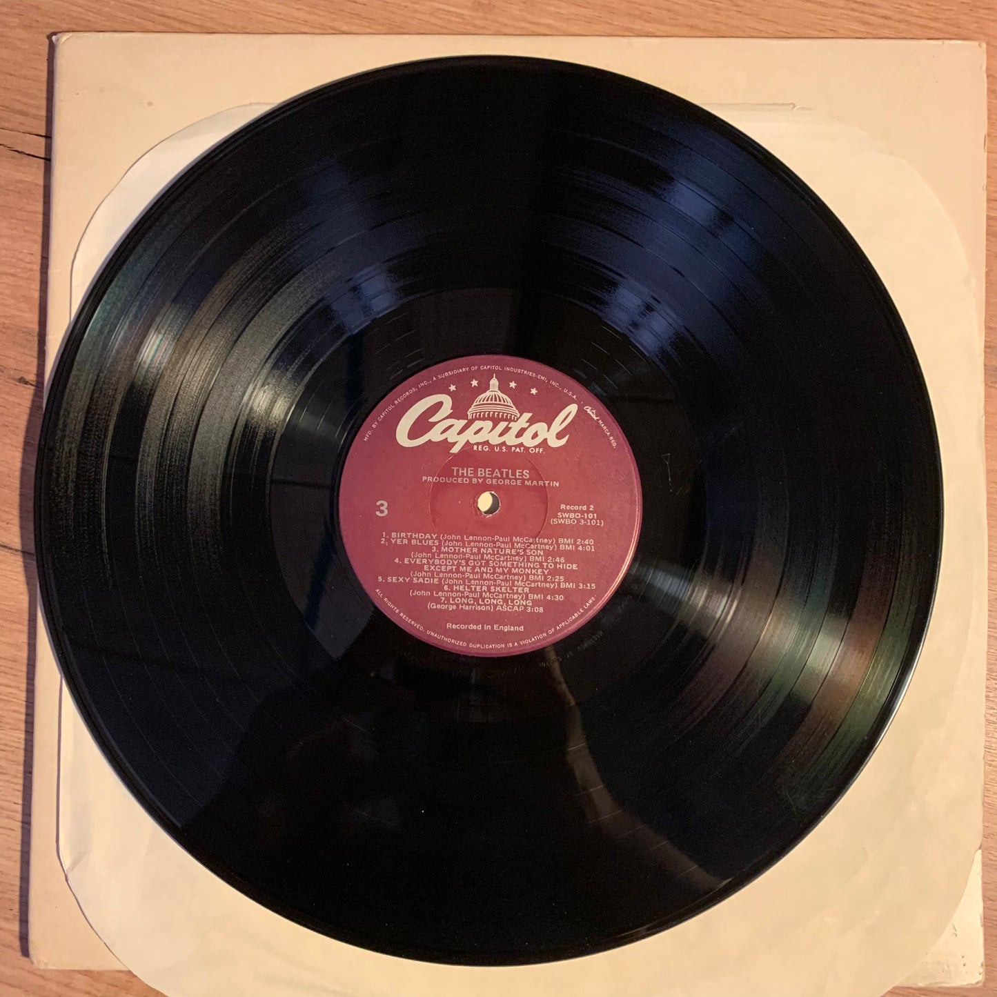 THE BEATLES - White Album - Label Capitol face 2