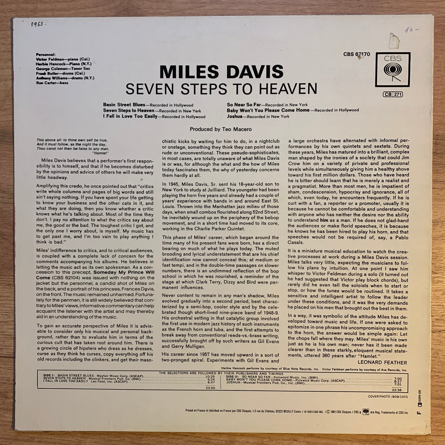MILES DAVIS - SEVEN STEPS TO HEAVEN...RE FR 1981...VG+/VG