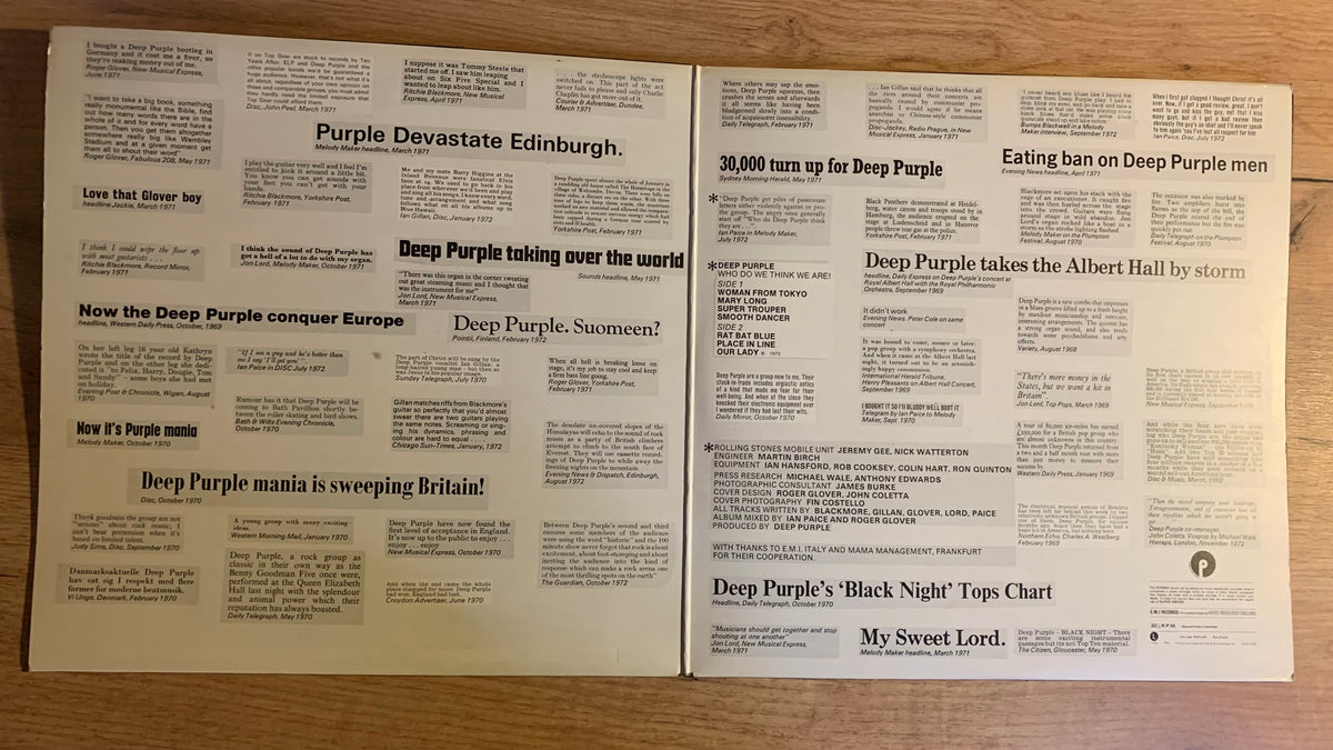 Deep Purple Who Do We Think We Are, intérieur de la pochette ouvrante