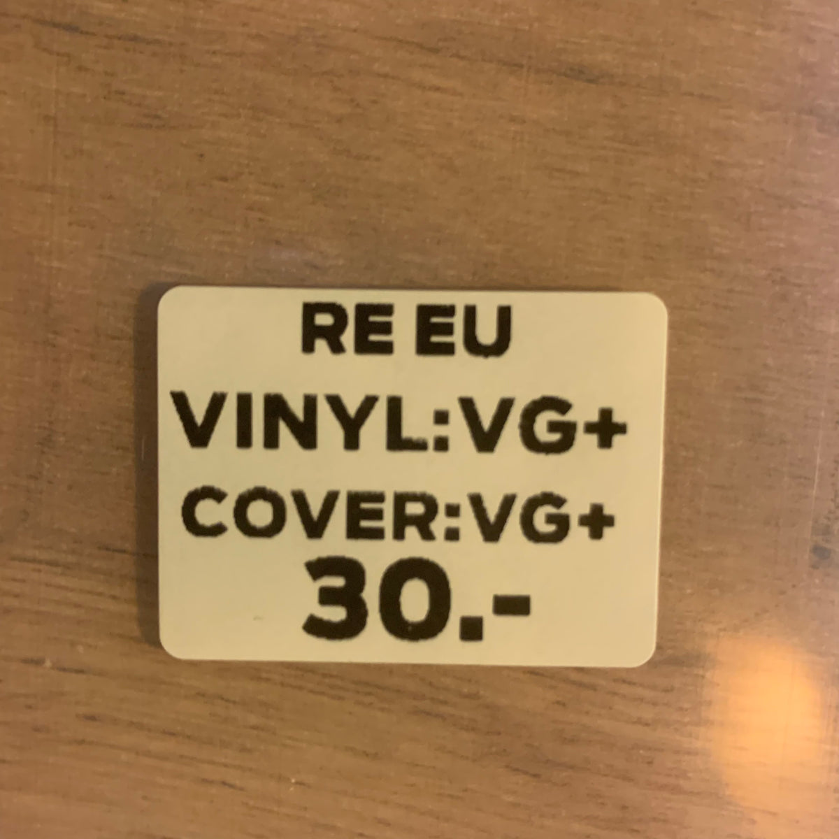 Étiquette état RE EU VG+ VG+ 30 CHF