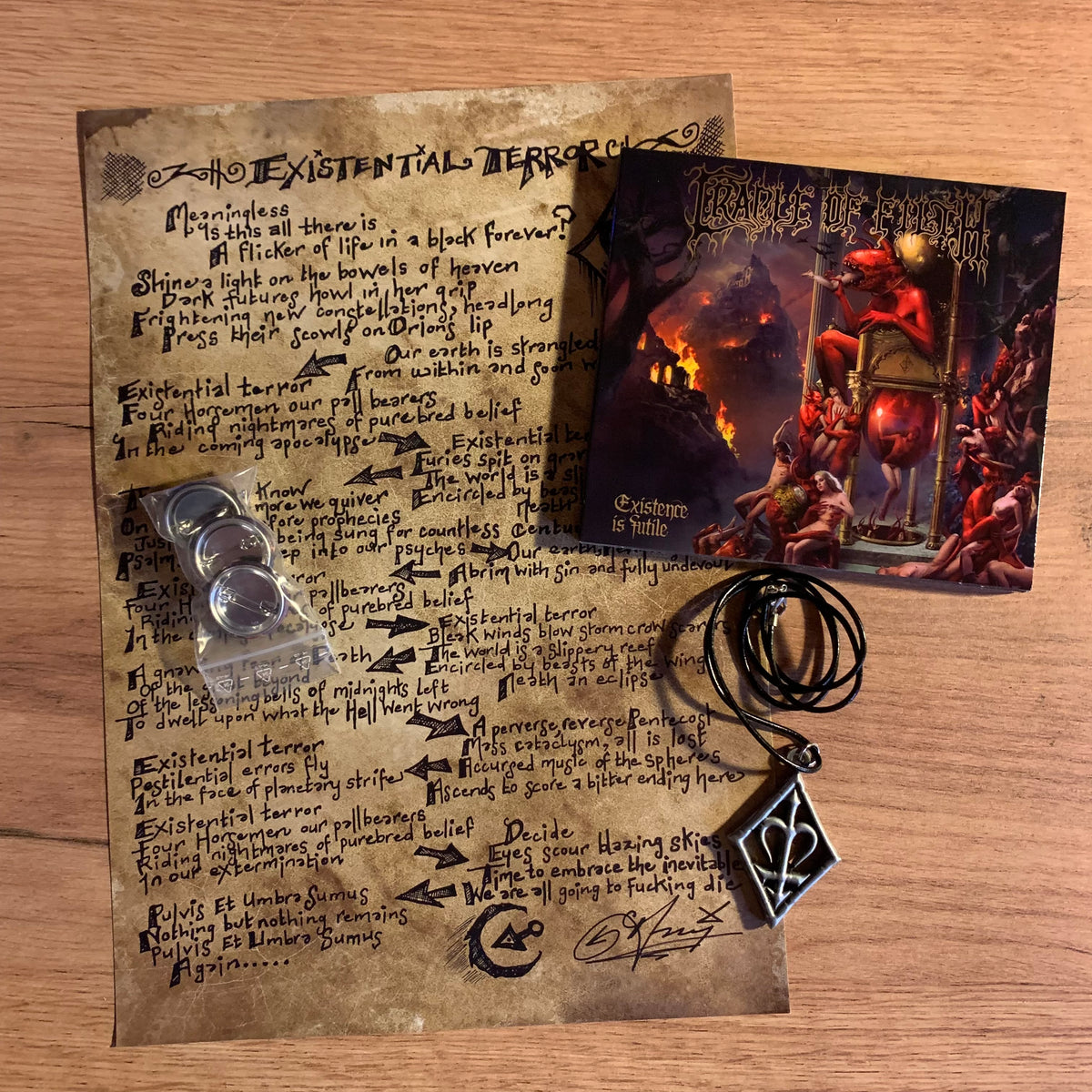 Digipak pendentif badges et feuille de paroles