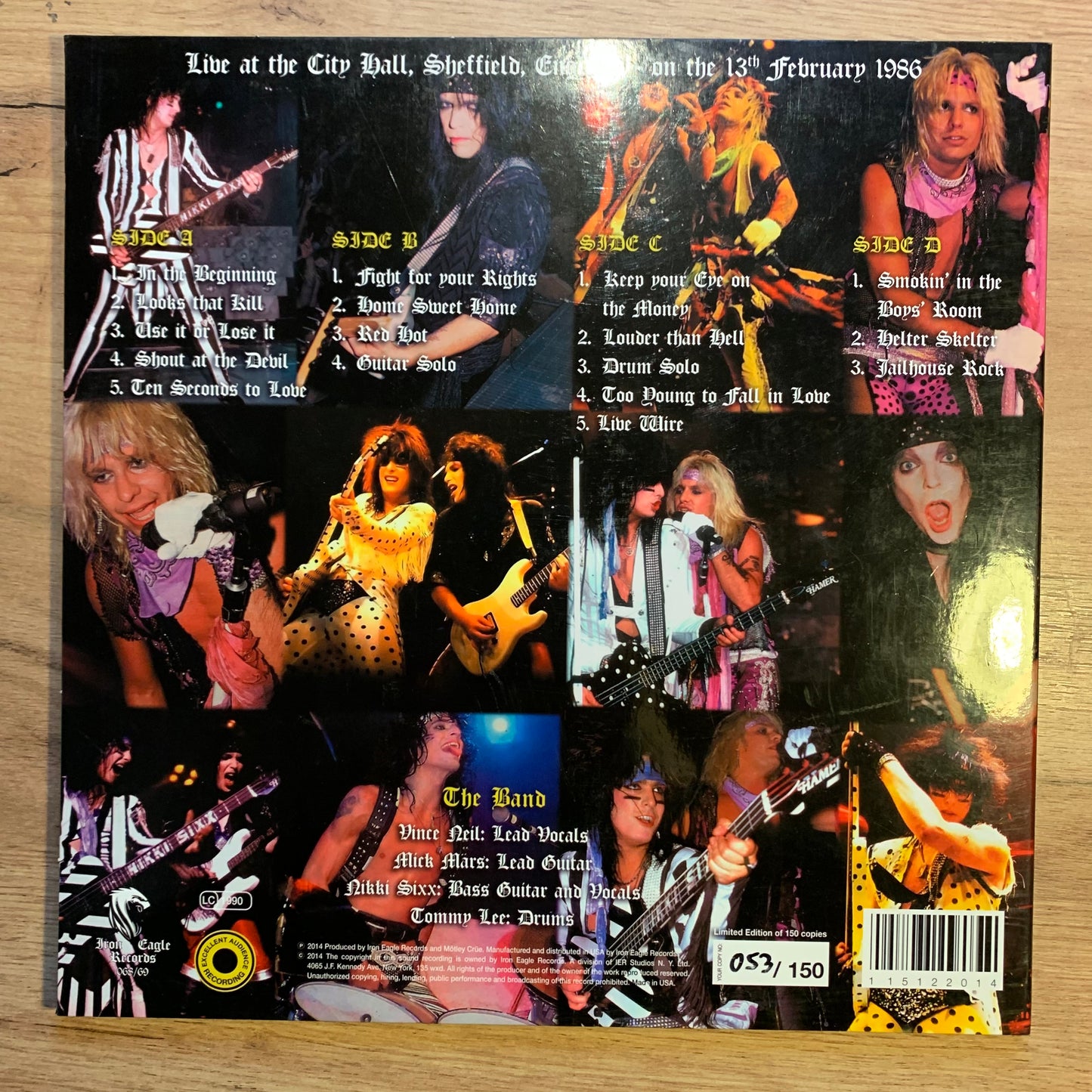 MÖTLEY CRÜE - LIVE AT THE CITY HALL SHEFFIELD...BOOT US 2014...VG+/NM