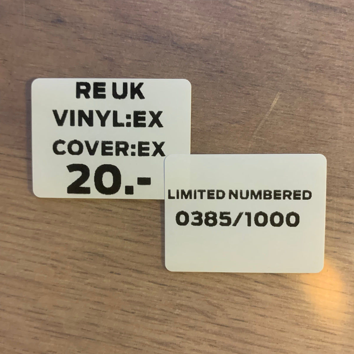 Étiquette état RE UK EX EX 20 CHF