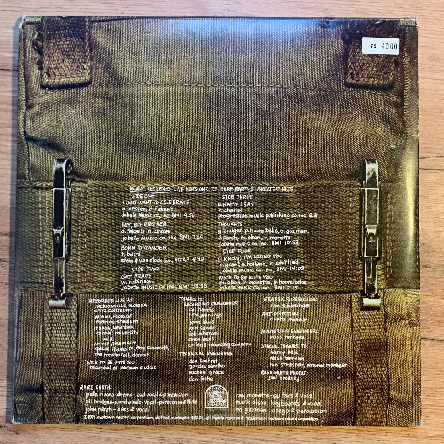 RARE EARTH - IN CONCERT...OG GER 1971...VG+/VG+