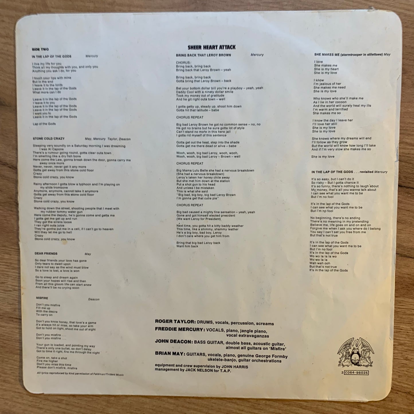 QUEEN - SHEER HEART ATTACK...OG ITA 1974...VG+/VG