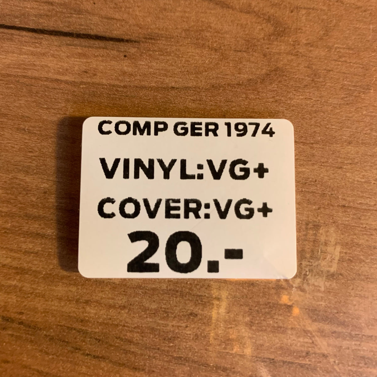 Étiquette COMP GER 1974, disques VG+, pochette VG+, 20 CHF