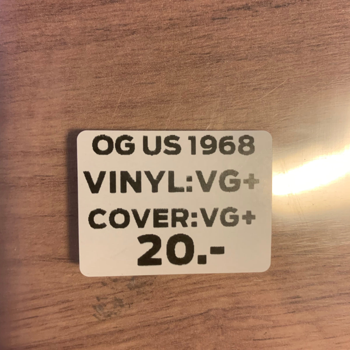 Étiquette OG US 1968 VG+/VG+ 20 CHF