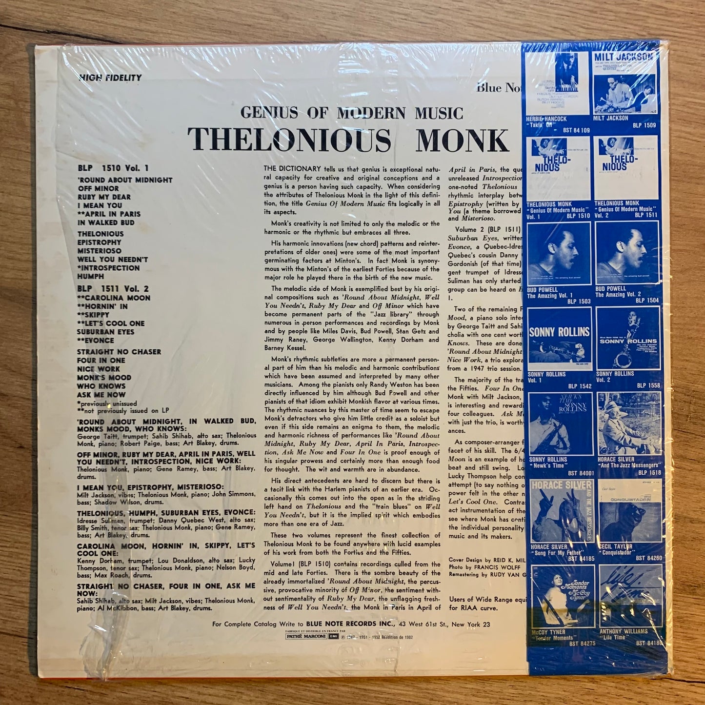 THELONIOUS MONK - GENIUS OF MODERN MUSIC VOL.2...RE FR 1985...EX/EX