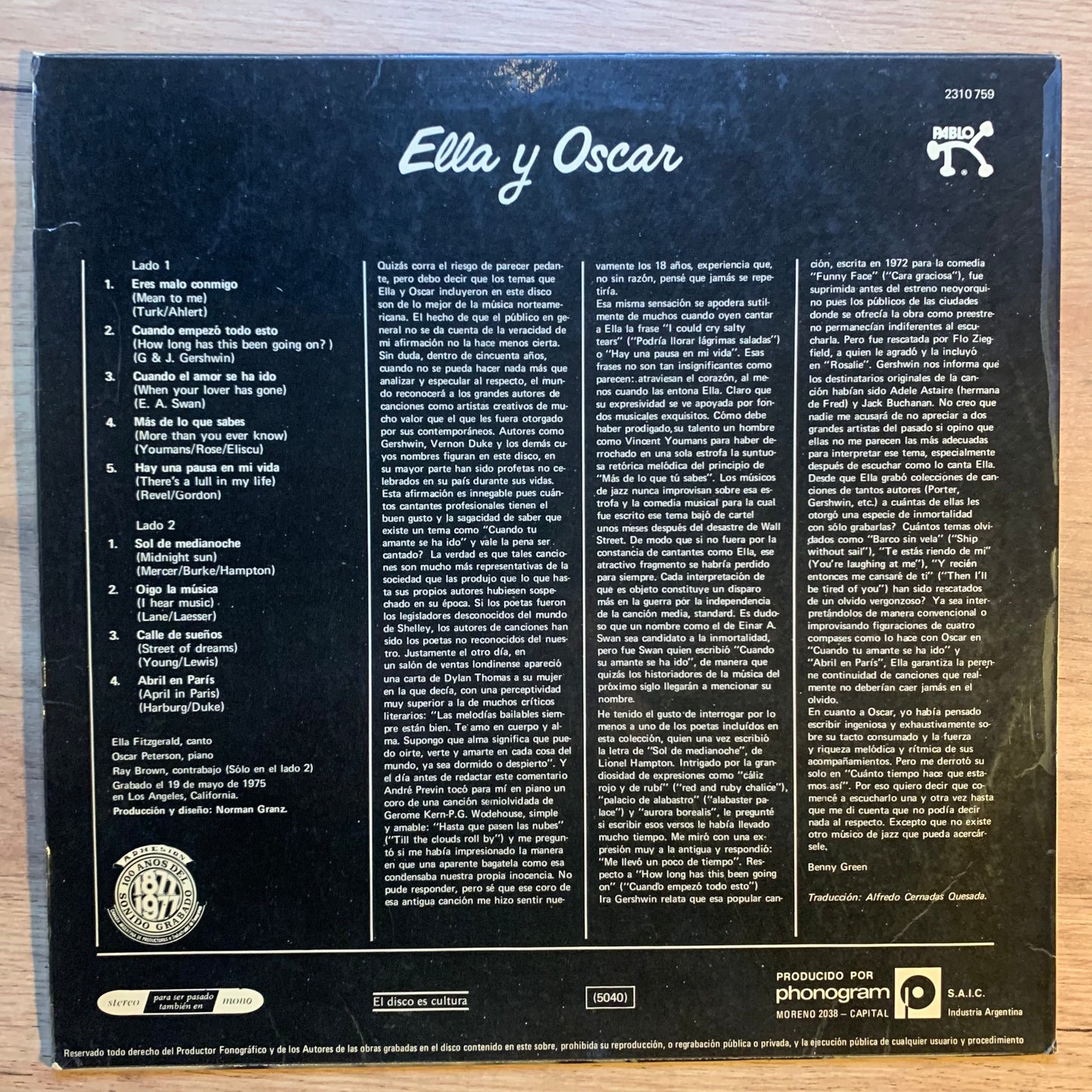 ELLA AND OSCAR...OG ARG 1976...VG+/VG