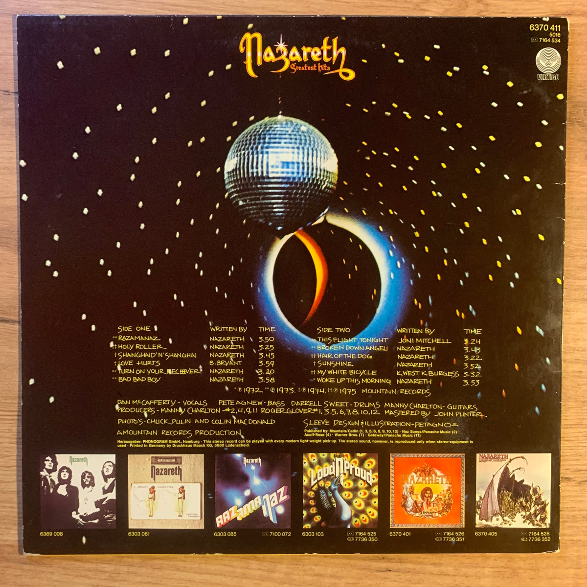 Nazareth – Greatest Hits, pochette verso