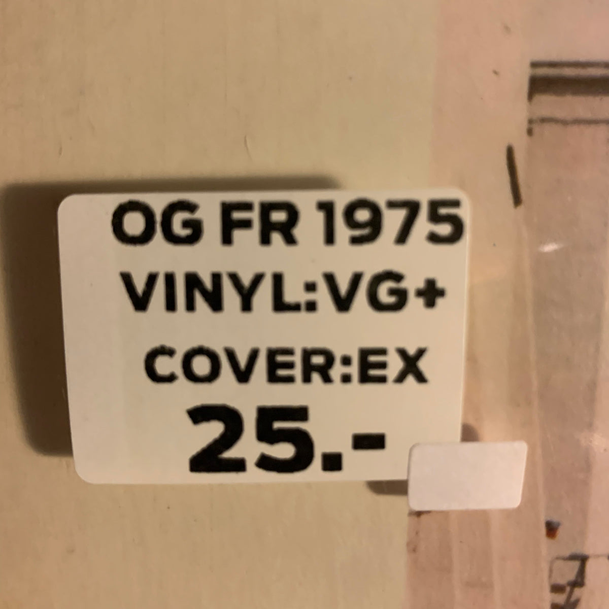 Étiquette état : OG FR 1975, disque VG+, pochette EX, 25 CHF
