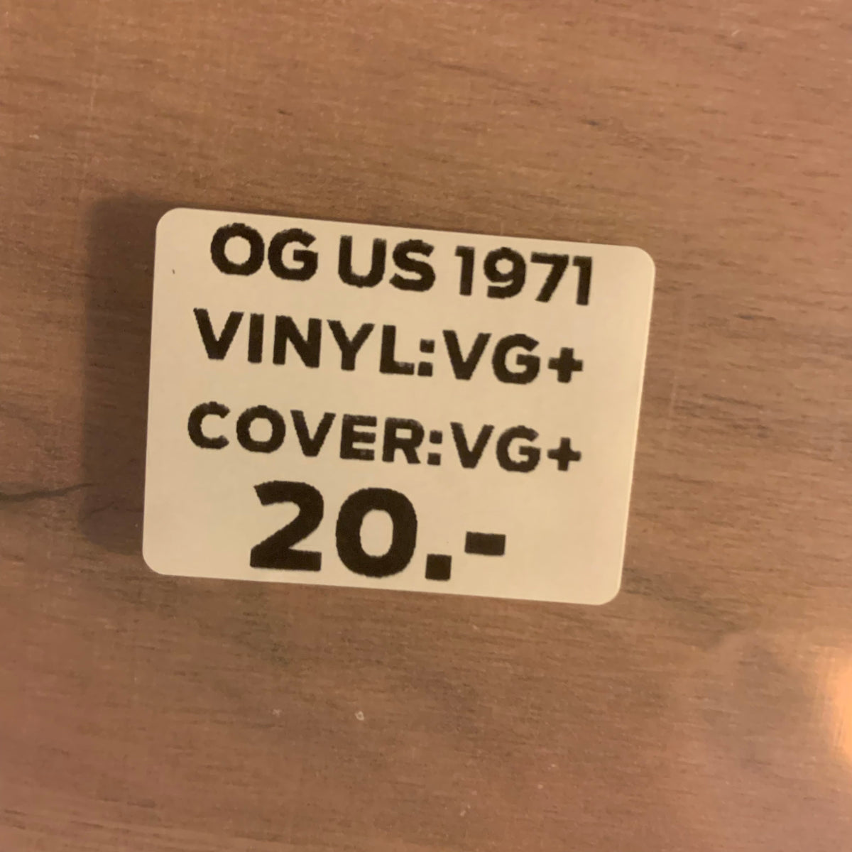 Étiquette état OG US 1971 VG+ VG+ 20 CHF