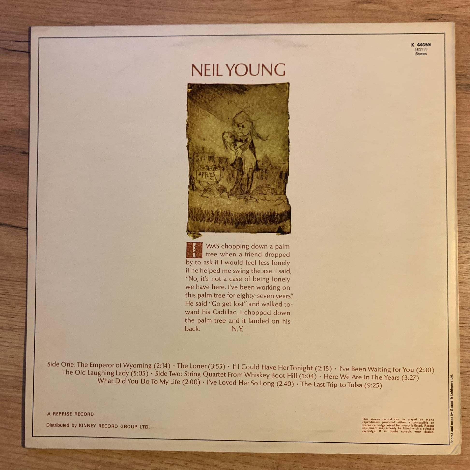 Neil Young - Neil Young - Pochette verso