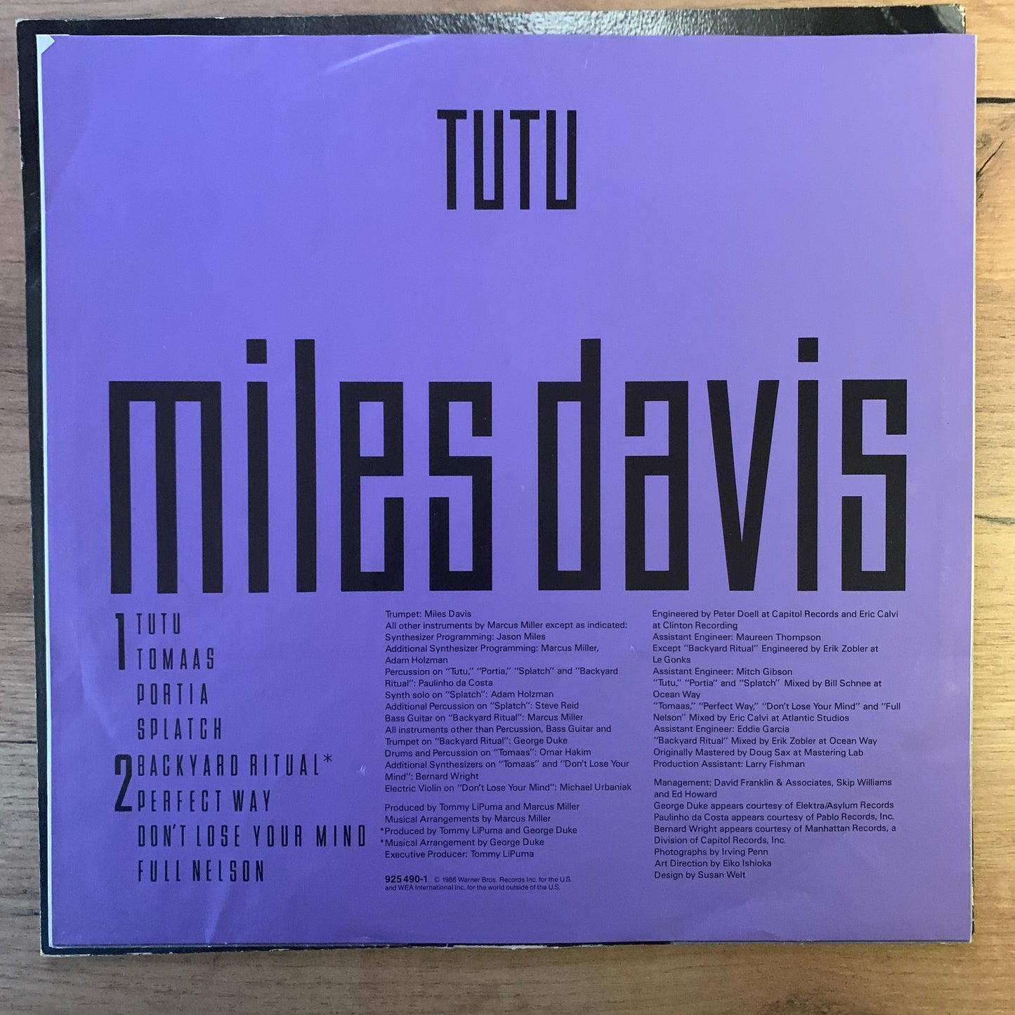 MILES DAVIS - TUTU...OG EU 1986...VG+/VG+