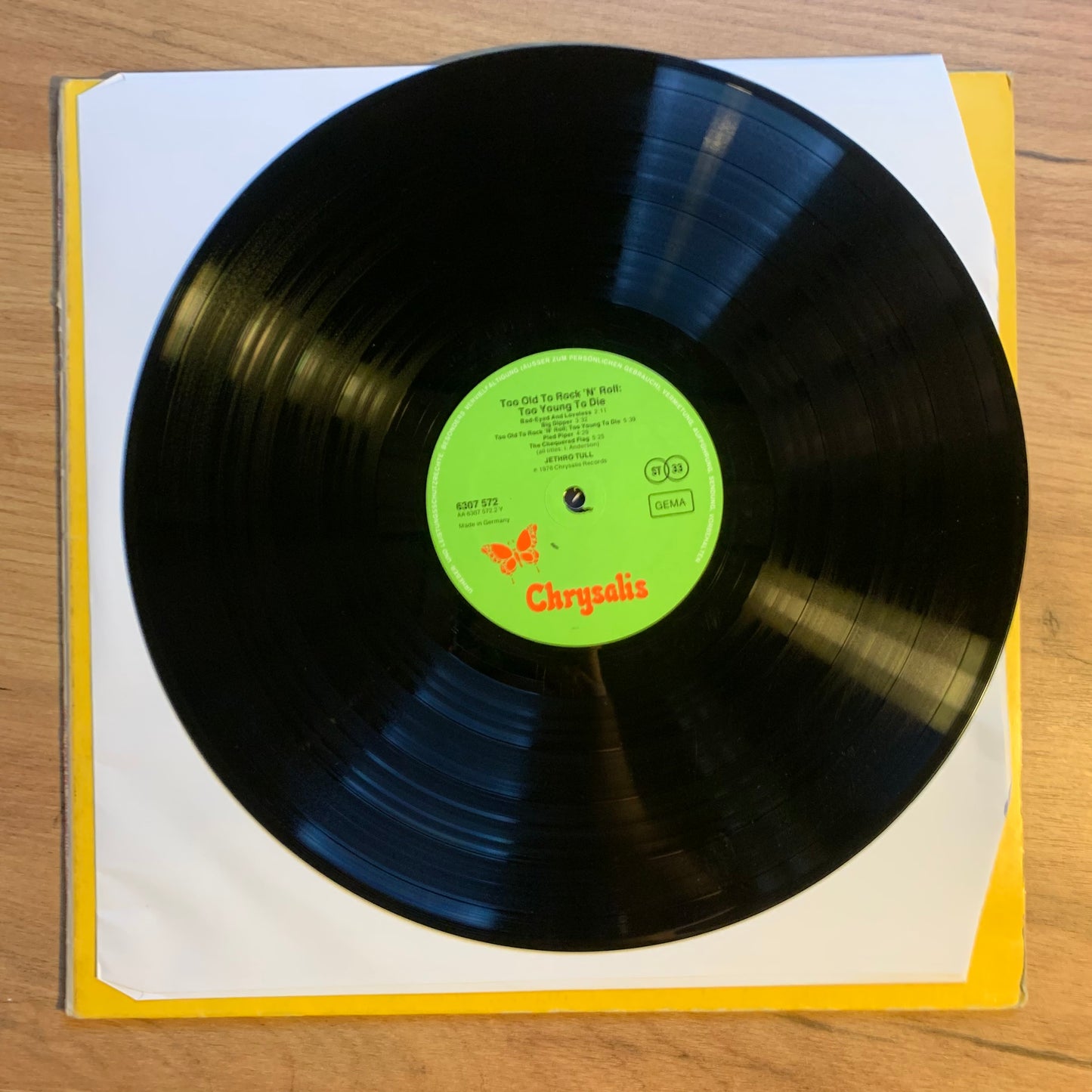 JETHRO TULL - TOO OLD TO ROCK 'N' ROLL...OG GER 1976...VG+/VG+