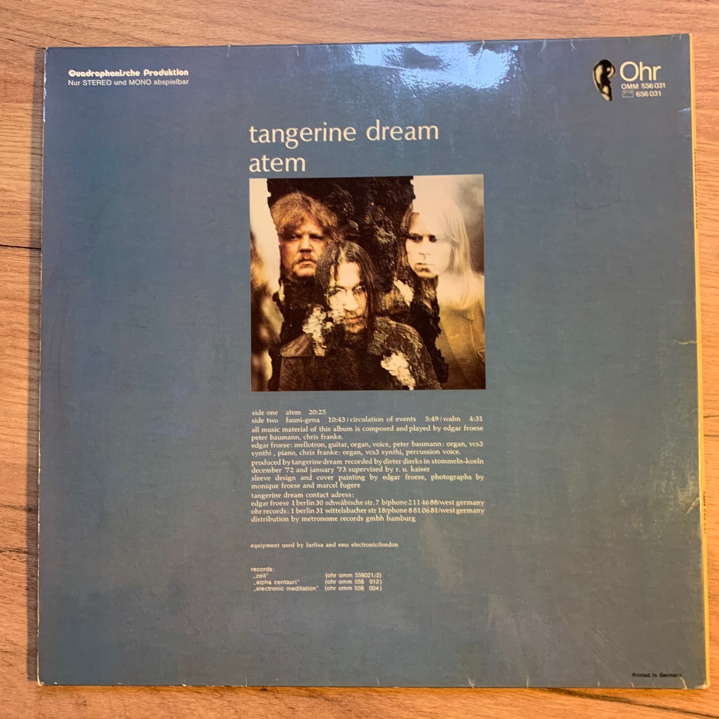 TANGERINE DREAM - ATEM...OG GER 1973...VG++/VG+