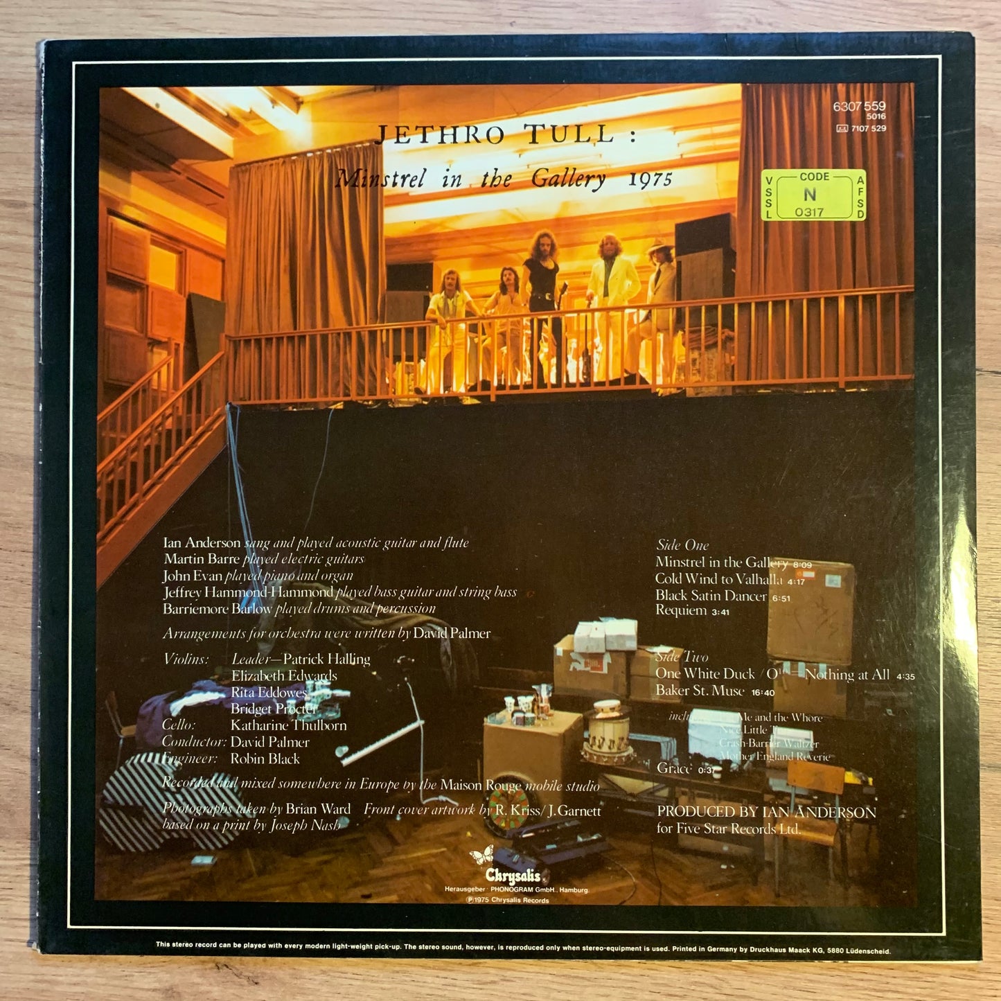 JETHRO TULL - MINSTREL IN THE GALLERY...OG GER 1975...VG++/VG++