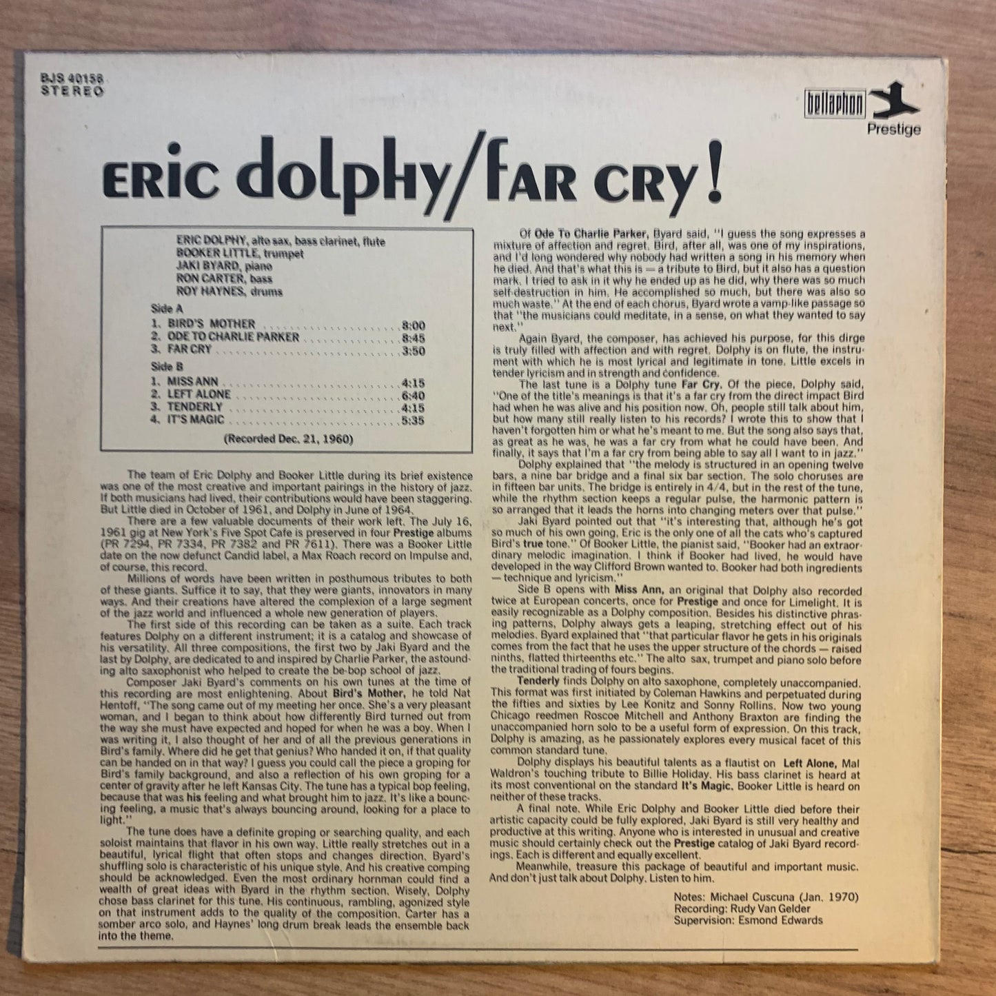 ERIC DOLPHY - FAR CRY!...RE GER...VG+/VG+