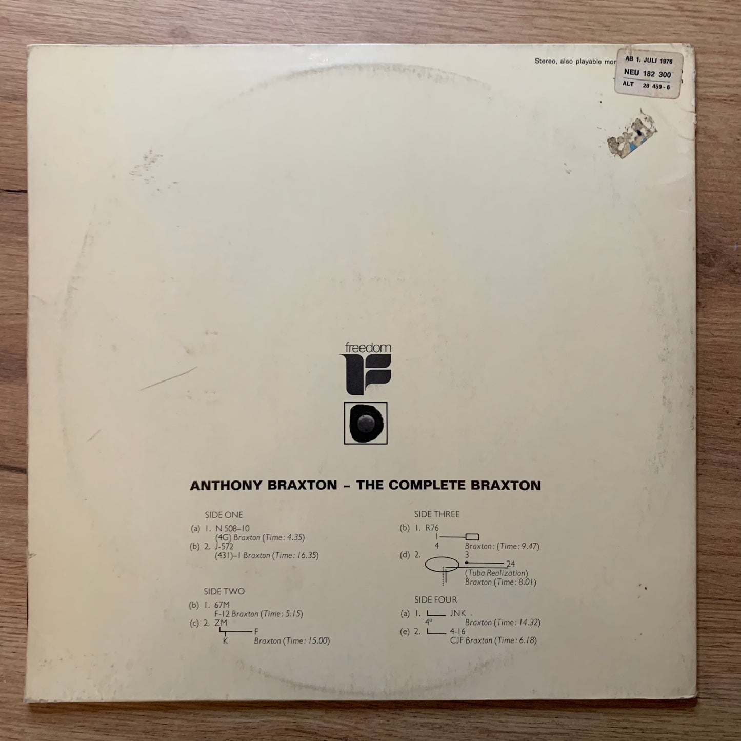 ANTHONY BRAXTON - THE COMPLETE BRAXTON...OG GER 1973...VG+/VG+