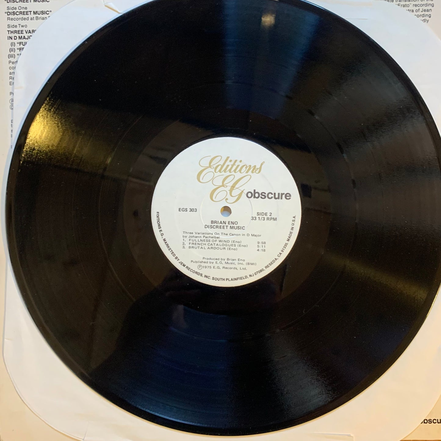 BRIAN ENO - DISCREET MUSIC...RE US 1983...EX/VG