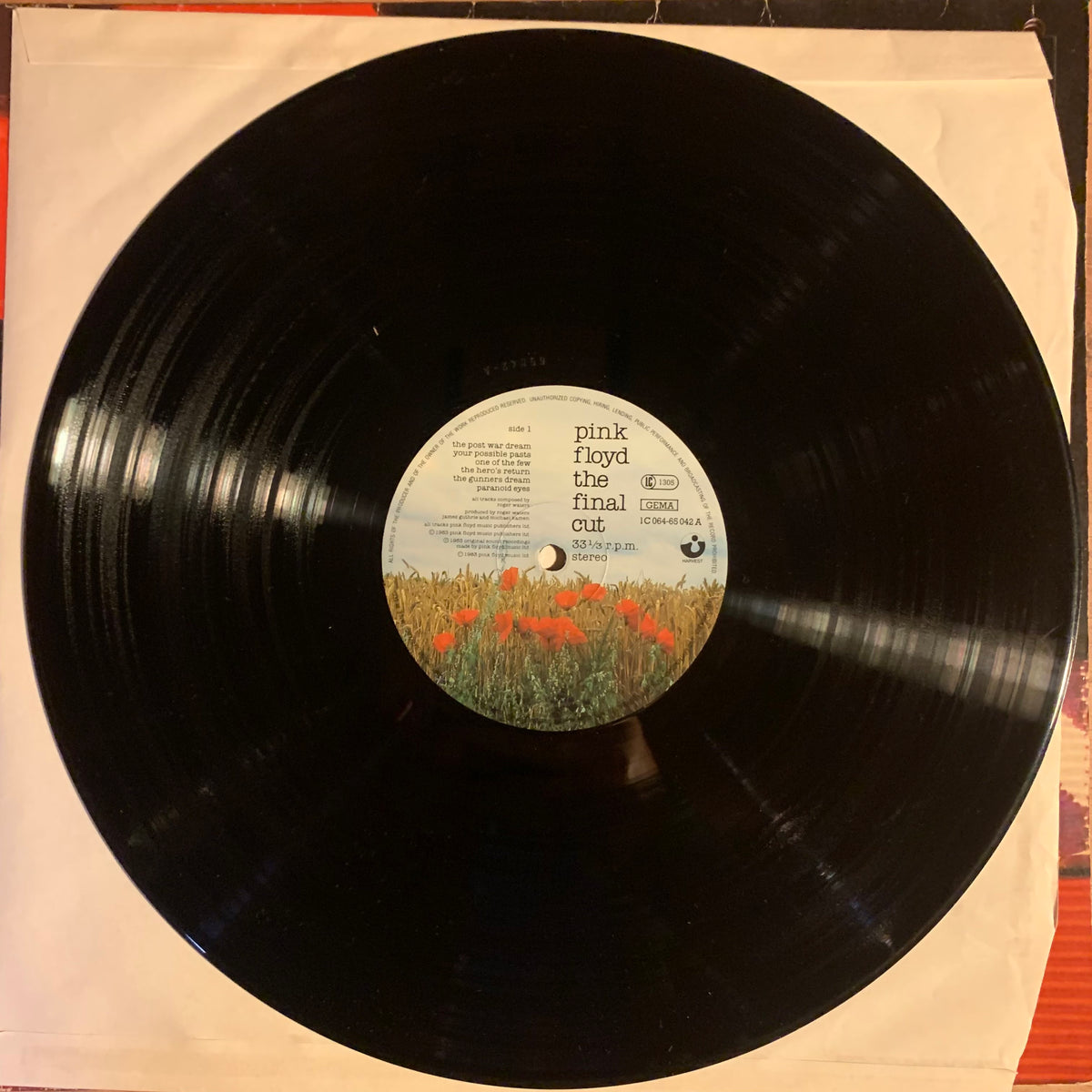 Pink Floyd - The Final Cut, disque Harvest allemand