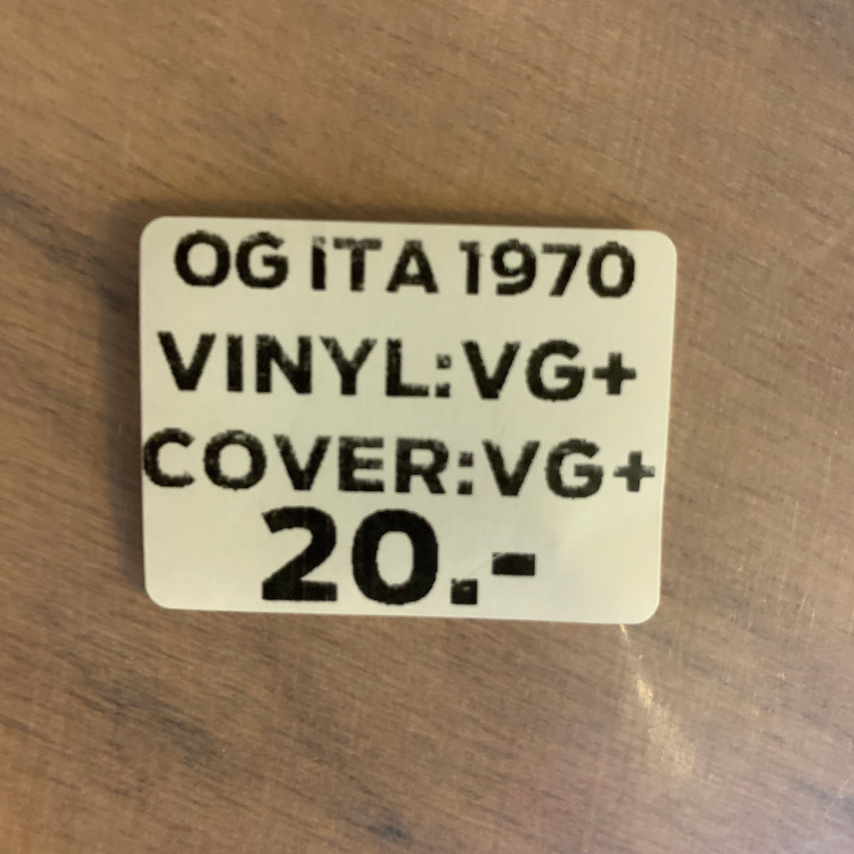 Étiquette état VG+/VG+, 20 CHF