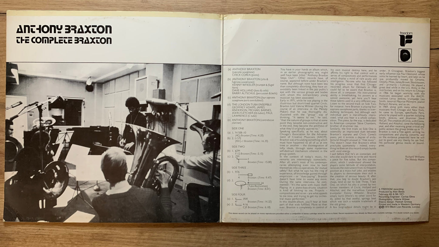 ANTHONY BRAXTON - THE COMPLETE BRAXTON...OG GER 1973...VG+/VG+