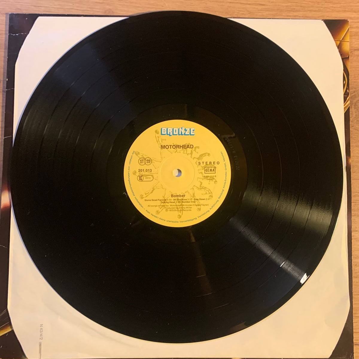 Disque vinyle Bomber et sous-pochette blanche