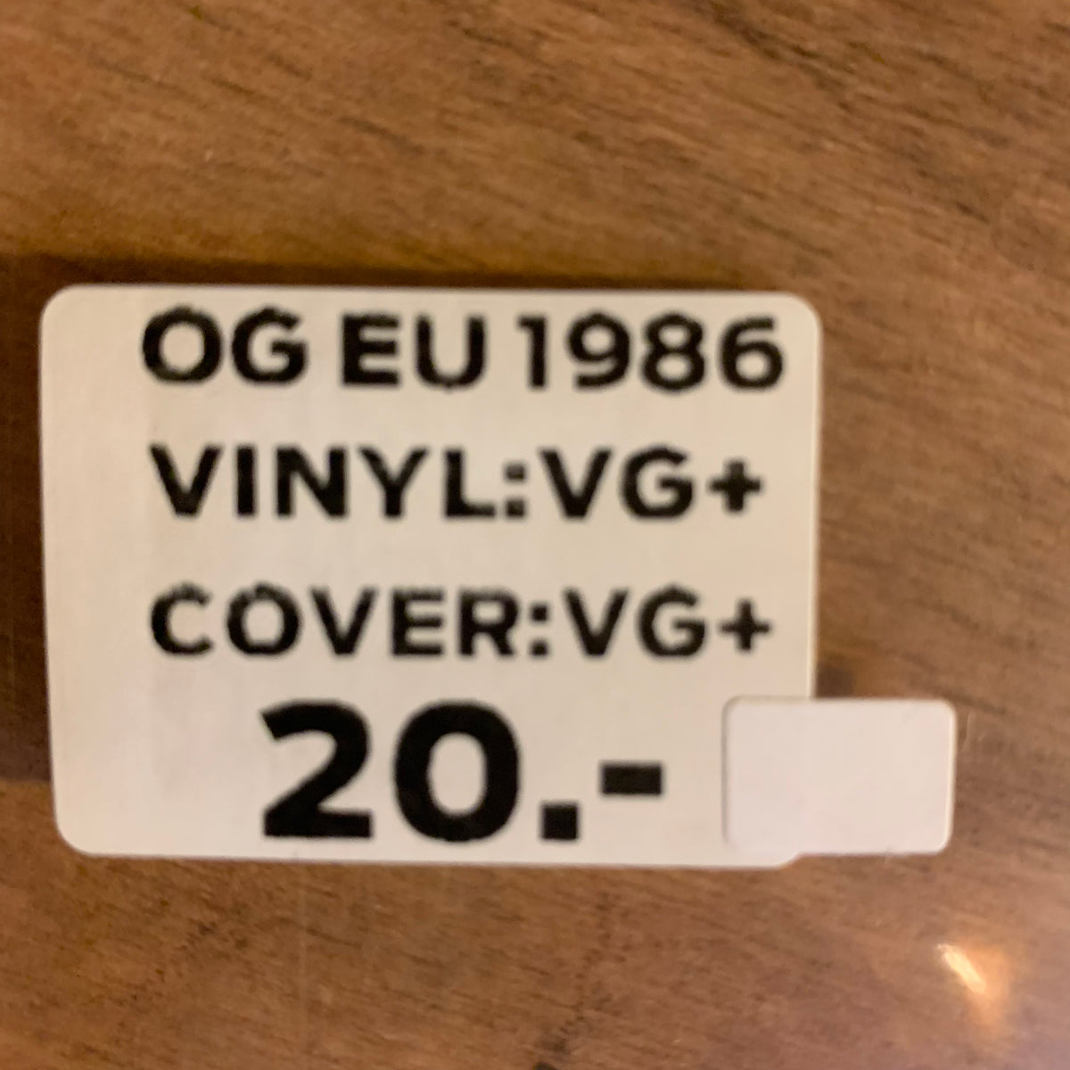 Étiquette OG EU 1986 VG+/VG+ 20 CHF