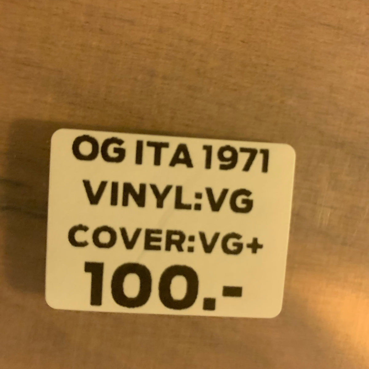 Étiquette état OG ITA 1971 VG VG+ 100 CHF