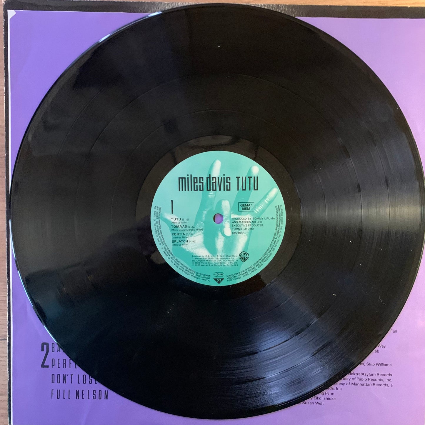 MILES DAVIS - TUTU...OG EU 1986...VG+/VG+