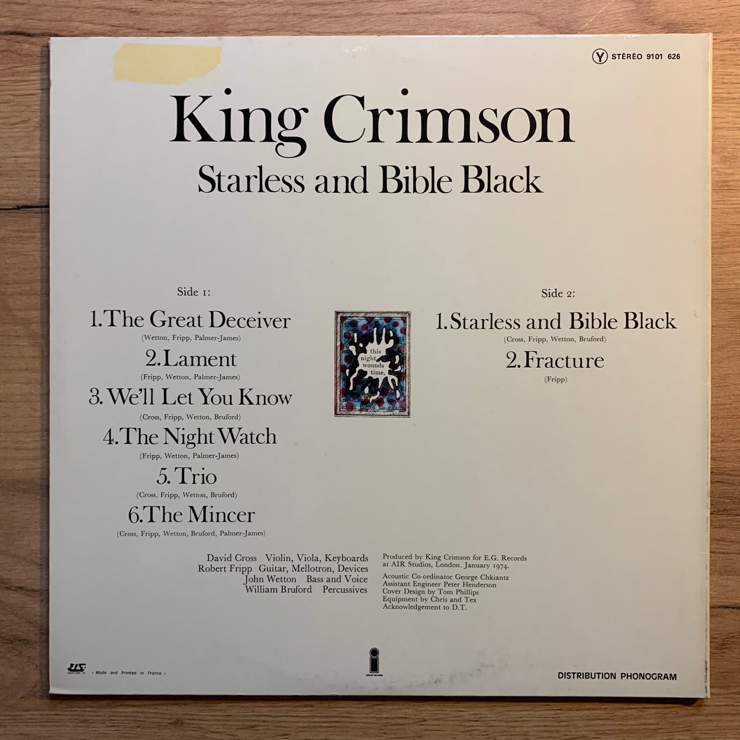 KING CRIMSON - STARLESS AND BIBLE BLACK...OG FR 1974...VG+/VG+