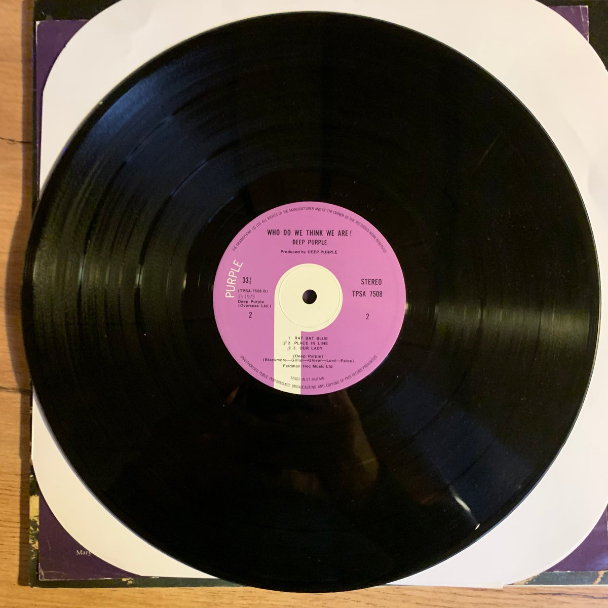 Deep Purple Who Do We Think We Are, disque face 2