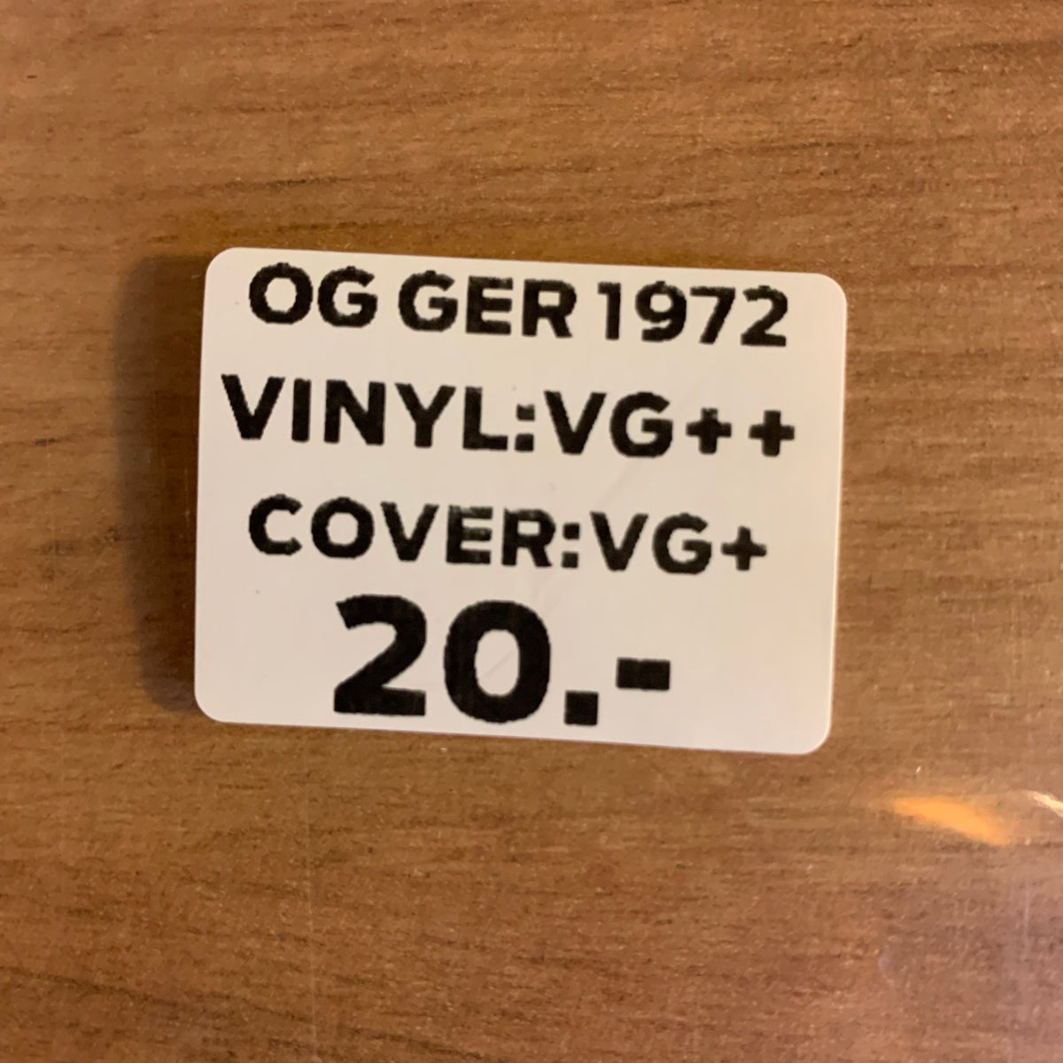Étiquette OG GER 1972, disques VG++, pochette VG+, 20 CHF
