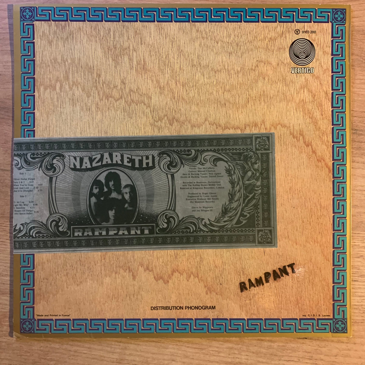 Nazareth – Rampant, pochette verso